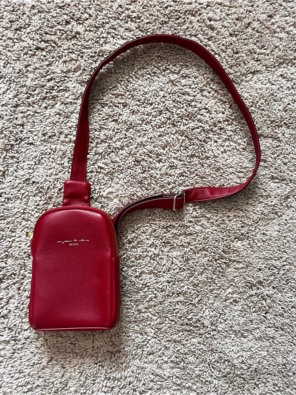 Inicat Red Crossbody Bag with Adjustable Strap